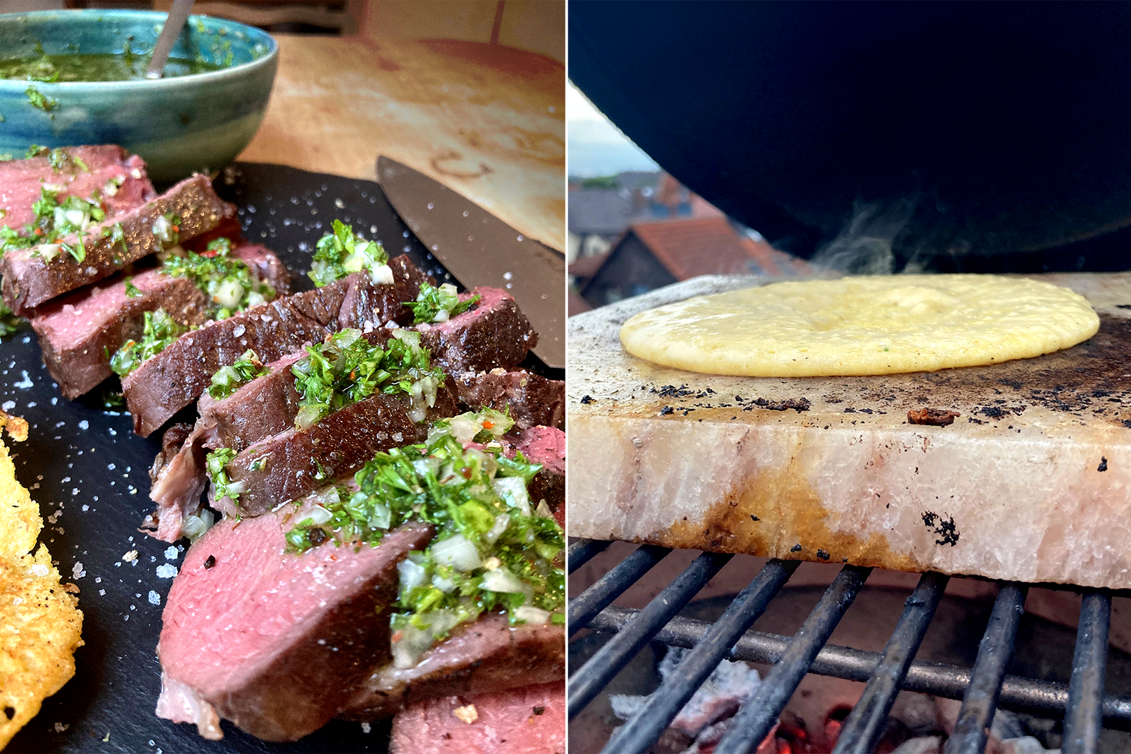 – argentinischem mit GRILLEN Fladenbrot Chimichurri-Steak NERO